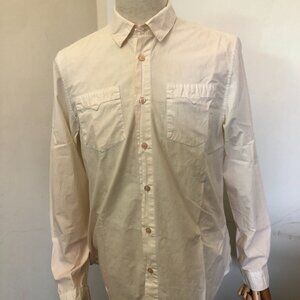 Guess Button Down Shirt long sleeve beige slim fit Size M